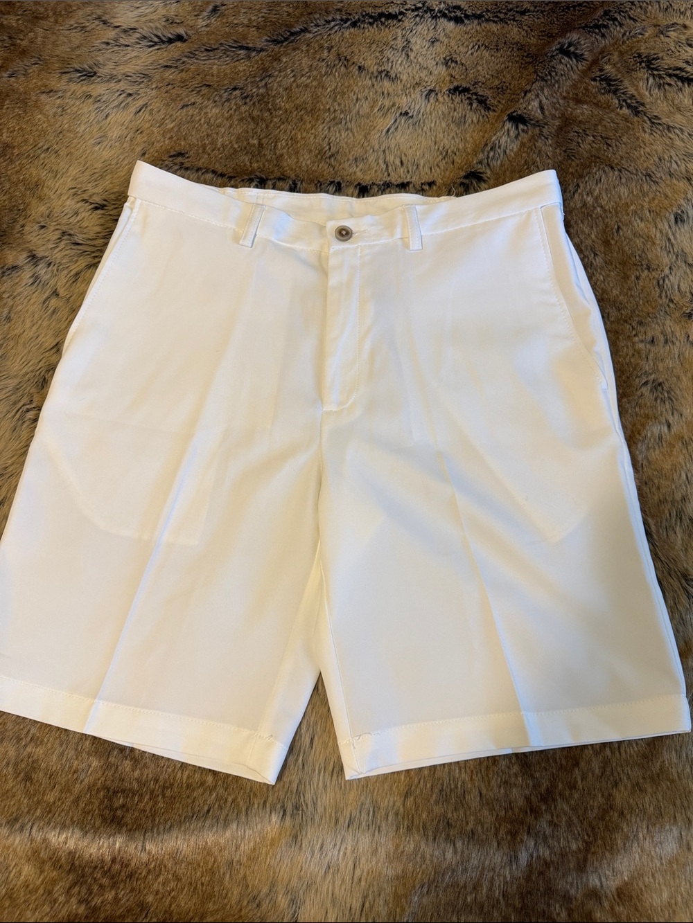 Classic White Flat-Front Men's Shorts